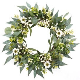 Artgar 22" Eucalyptus Spring Wreaths for Front Door, Artificial Easter Wreaths with White Berries Greenery for Farmhouse Porch Wall Living Room Home Decor Perfect for Spring Summer All Seasons