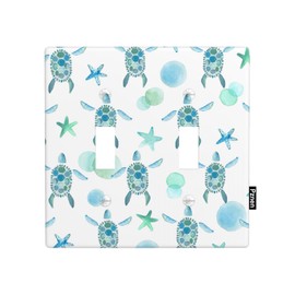 Pznen Turtle Double Toggle Light Switch Cover Sea Turtle Beach 2 Gang Wall Plate Decorative Faceplate Electrical Switchplate Bathroom Bedroom