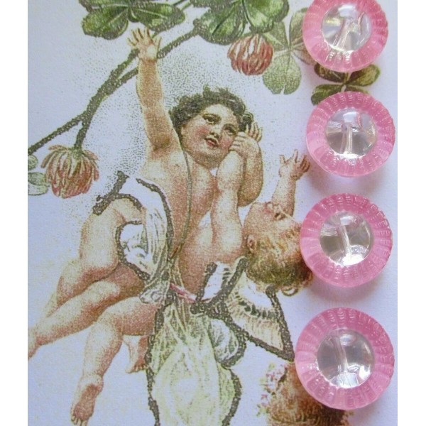 Set of 6 Vintage 1/2" Pink Painted Rim Crystal Glass