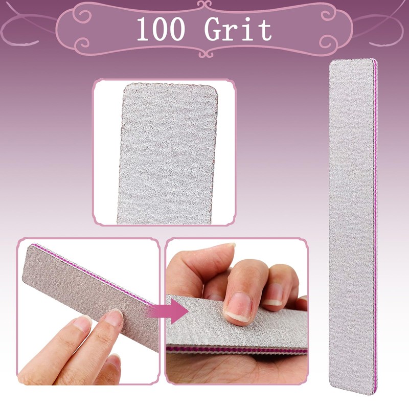 HeeYaa Nail File 12 PCS Professional Reusable 100/180 Grit Double