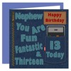 Nephew 13th Happy Birthday Card - Dirty Denim Design -