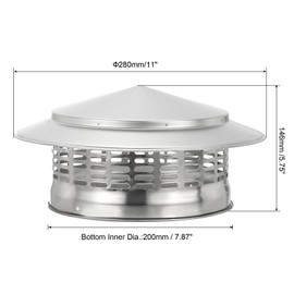 PATIKIL 8" Chimney Cap, 304 Stainless Steel Round Chimney Cover Cap Hood Screen Roof Vent with Screws for Fireplace Exhaust Exterior Stove Pipe