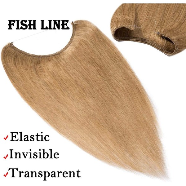 Rich Choices Real Hair Extensions with Wire 45 cm #27 Dark Blonde - Hair Extensions Straight Hair Thickening Real Hair Extensions 65 g