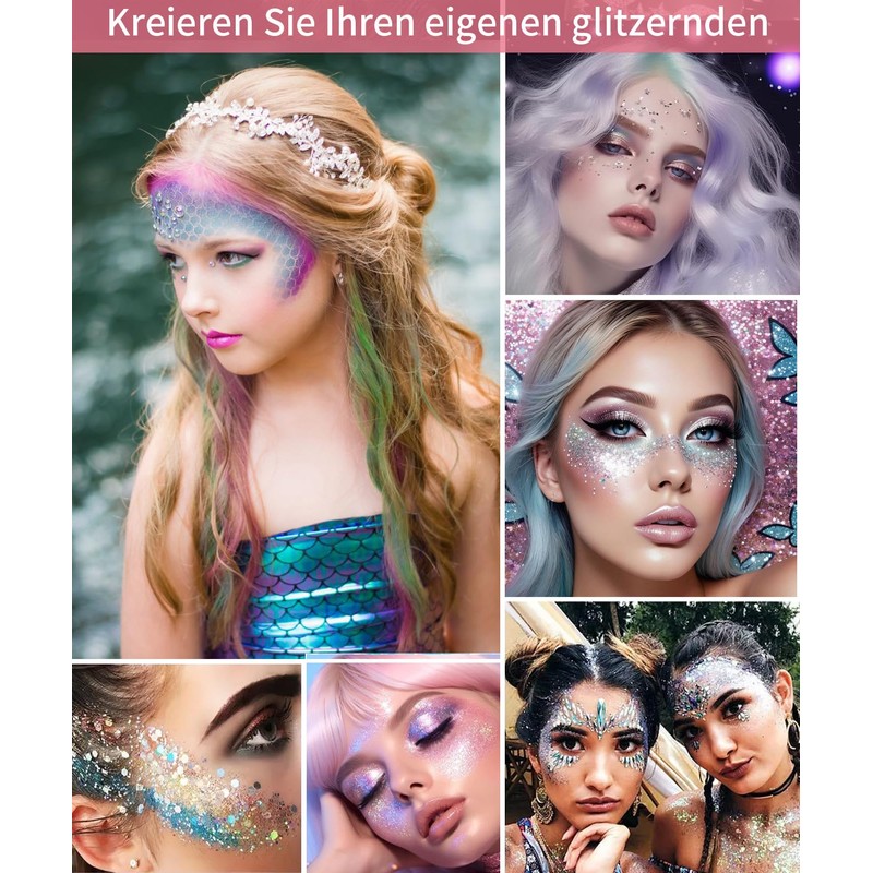 Glitter Face Gel, Glitter Sequins Chunky Glitter Liquid Gel for