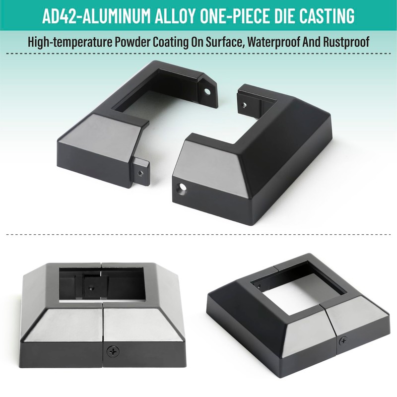 AJOVW 2 pcs 2.5x2.5(Actual: 2.5"x2.5") Aluminum Deck Post Base Cover,