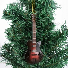 Dselvgvu 5.51" Wooden String Miniature Electric Guitar Hanging Ornament Mini Musical Instrument Replica Birthday Gifts Holiday Tree Home Decoration Display Ornaments Model (5.51" Electric Guitar)