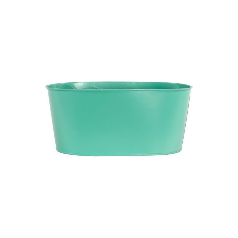 Fyne-Finds Set of 2 Teal Oval Metal Herb Trough 23cm,