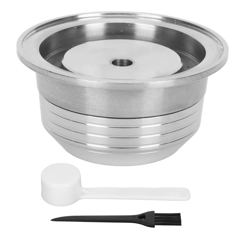 Reusable Coffee Capsule with Lid Scoop Brush Smooth Surface Stainless