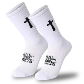 wotemlur Christian Cross Socks Prayer Garter Bible Birthday Gift for Dad Men Husband Women Proverbs3:5 Philippians4:13