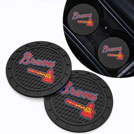 Silicone Braves Car Cup Holder Coasters,Baseball Fans Car Coasters for Atlanta Braves Fans, Non-Slip Universal Fit Cup Holder Insert