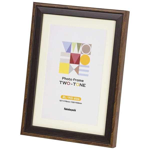 Nakabayashi F-TMS-311-DBR Two-Tone Photo Frame, 2L/KG Dark Brown