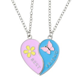 Best Friend Necklaces Gifts for Girls BFF Besties Christmas Xmas Gifts for Teens Flower Butterfly Matching Friendship Heart Necklace for 2 Best Friends Birthday Gifts for Women Soul Sister