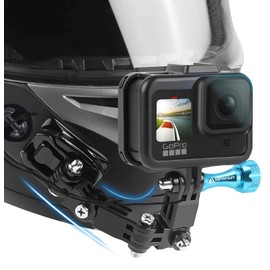 MiPremium Motorcycle Helmet Chin Mount Kits for GoPro Hero 12 11 10 9 8 7 6 5 4 3 Black Silver Session, AKASO/Campark & Other Action Camera Swivel Aluminium Screw Flat Curved Adhesive Pads & J Hook