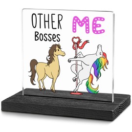 Funny Boss Gifts for Women, Her, Fun Boss Desk Decor, Gag Humorous Boss Appreciation Thank You Gifts Decorative Signs Plaques WAB64