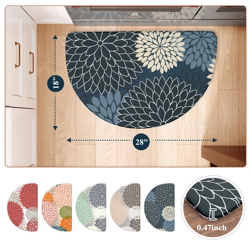 KIMODE Half Circle Kitchen Mats for Floor Cushioned Anti Fatigue,Semi
