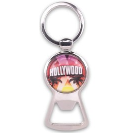 Hollywood Keychain Metal Bottle Opener and Key Ring California Souvenir