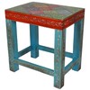 GURU SHOP Painted Small Side Table, Stool, Model 96, Multi-Colour,