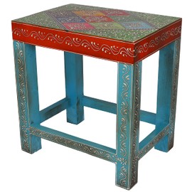 GURU SHOP Painted Small Side Table, Stool, Model 96, Multi-Colour, 40 x 35 x 25 cm, Coffee Tables & Floor Tables