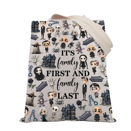 PLITI Addams Family Merchandise Broadway Musical Gift It's Family First And Family Last The AD Family Fans Tote Bag (First last family TGU)