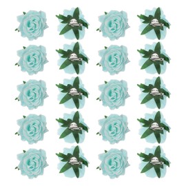 sourcing map 20 Pcs Rose Flower Hair Clips 4 Inch Flower Hair Pins Flower Brooch for Women Hair Accessories Mint Green