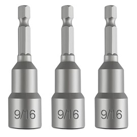 3-Pc 9/16" Magnetic Nut Driver Bits – 65mm (2.5") Impact Ready Bits, Cr-V Steel, 1/4" Hex Shank for Impact Drivers & Drills – Heavy Duty Magnetic Nut Setters for Sockets, Fasteners & DIY Projects