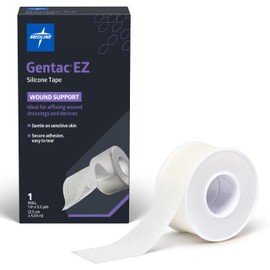 Medline Gentac EZ - Cinta de silicona de 1 pulgada x 5.5 yardas, cinta de cicatriz fácil de rasgar, suave con la piel sensible, mantiene los apósitos 