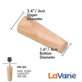 10 inch / 25cm Wooden Furniture Legs, La Vane Set of 4 Solid Wood Tapered M8 Replacement Furniture Feet with Pre-Drilled 5/16 Inch Bolt & Mounting Plate & Screws for Couch Sofa Cabinet Ottoman