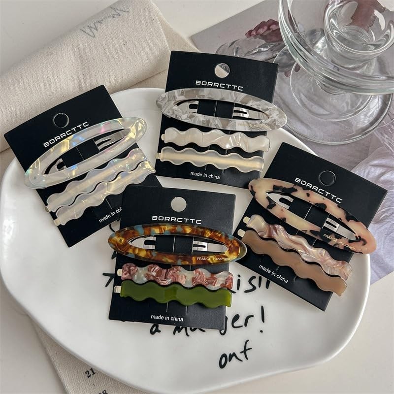 WENJESO Simple Acetate Hair Clip, For Sides/Bangs, Insta-Style, Cute Bebe