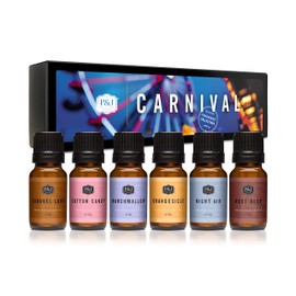 P&J Trading Fragrance Oil Carnival Set | Cotton Candy, Night Air, Marshmallow, Orangesicle, Root Beer, and Caramel Corn Candle Scents for Candle Making, Freshie Scents, Soap Making Supplies