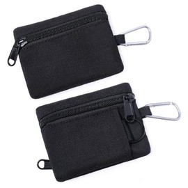 ガジェットポーチ 小型 小型コインケース カラビナ付き ジッパー式 小物入れ カード入れ 11x9cm ブラック 1個セット cos09