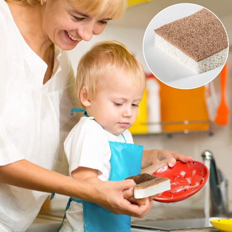 MAQIHAN 10PCS Natural Sponges for Dishes - Biodegradable Sponges Kitchen