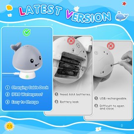Baby Bath Toys, Latest Whale Bath Toy Sprinkler with Charging Dock for Kids Ages 0-2 1-3, Light Up Bathtub Toys for Toddlers Infants 6-12 12-18 Months, Baby Newborn Essentials Birthday Shower Gifts