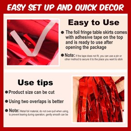 3 Pack Red Tinsel Table Skirts