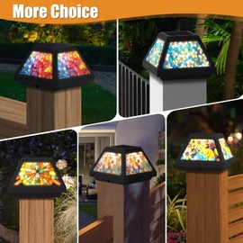 sunpo Solar Post Cap Lights - 4x4, 5x5, 6x6 Fence Post Solar Lights, Daffodils Lampshade, 15LM Bright LED, IP65 Waterproof Outdoor Post Lights for Garden, Yard, Deck, Warm White (Bird, 4)