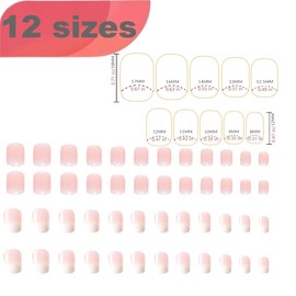 Eitonbu 2 sets 48 pcs Glossy Gradient color French Square Press on Nails,Fake Nails with Nail Glue,Stick Glue on Nails False Nails Acrylic Nails for Women(White gradient ，Pink gradient)…