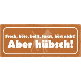 Tin Sign 27 x 10 cm Curved Naughty Evil Barks Farts Hearing Not Dog Sayings Decorative Gift Sign