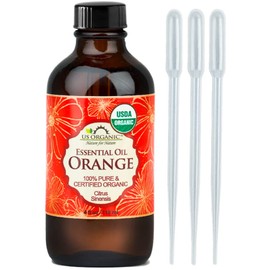 US Organic 100% Pure Sweet Orange Essential Oil - USDA Certified Organic - 118 ml (4 oz) - (More Size Variations Available)
