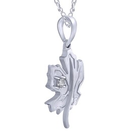 Pretty Jewels 14k White Gold Finish Sterling Silver Round Cut Natural White Diamond Accent Maple Leaf Pendant Necklace With 18" Chain (Diamond Color : H-I, Clarity : I2-I3, 0.06 CTTW)