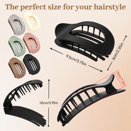 Damen Claw Clip Haarklammern – 6 Farben | Ultra Rutschfest | Groß und Flach | Französisch Matt Elegant Design für Alltag, Sport und Autofahren