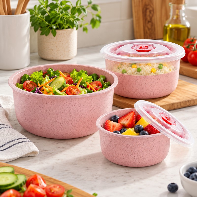3-Piece Wheat Straw Food Storage Bowl Set for Meals –