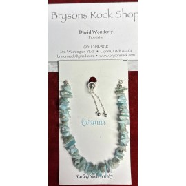 Natural Creations 925 Sterling Silver Larimar Adjustable Bracelet
