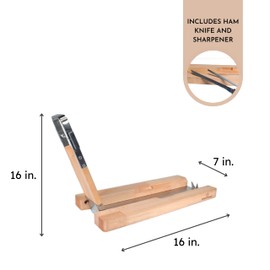 Monte Nevado Folding Ham Stand - Carving Knife and Sharpener Included - Iberico, Serrano and Prosciutto Ham Holder Stand - Easy to Assemble, Lightweight, Portable - Soporte Jamonero Plegable