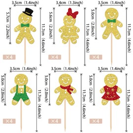 ZHUOWEISM 24 piezas de adornos de Navidad de jengibre para magdalenas de hombre purpurina de pan de jengibre para hombre, revelación de género, para Navidad, baby shower, niño o niña, suministros de