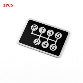 2PCS 54 x 36mm(2.13 x 1.42in) Aluminum Black 6 Speed Manual Transmissions Gear Shift Pattern Bumper Decal Stickers