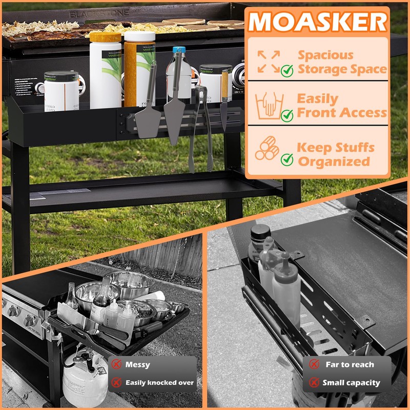 MOASKER Front Griddle Caddy for Blackstone 36" Griddle, Accessories Storage