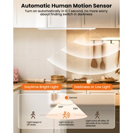 16 Inch Under Cabinet Lights, 83 LED Rechargeable Magnetic Motion Sensor Light Indoor, Brightness Dimmable 6500K Stepless Dimming Closet Light, for Under Counter, Kitchen, Stairs, Closet, 2 Packs