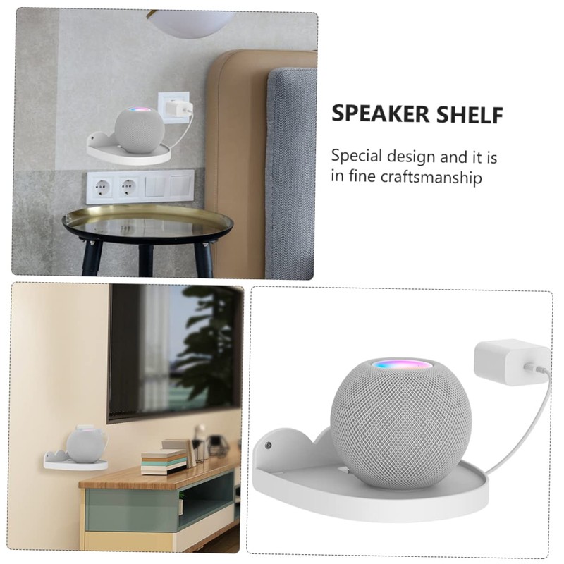 OSALADI Smart Speaker Shelf for Mini Wall-Mounted Audio Rack White