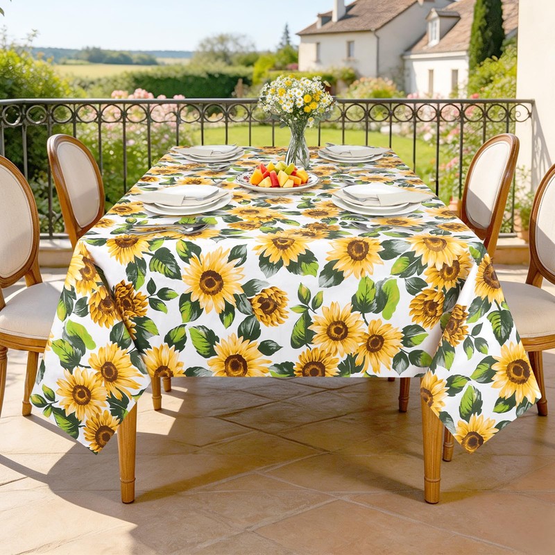 Arquiel Sunflowers PVC Table Cloth Waterproof Oilcloth Rectangle 140x240cm