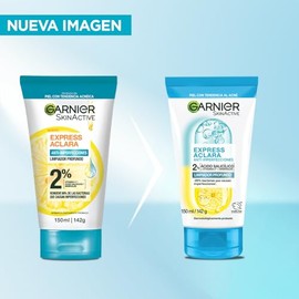 Garnier Express Aclara Limpiador profundo exfoliante Anti-imperfecciones con Ácido Salicílico y Vitamina C, 150ml. Ideal para piel con tendencia al acné y piel sensible
