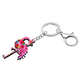 BAMAY Acrylic Cute Pink Flamingo Keychain Bird Accessories Flamingo Gifts for Women Kids Girls Purse Backpack Key Bag Charms (Rose)